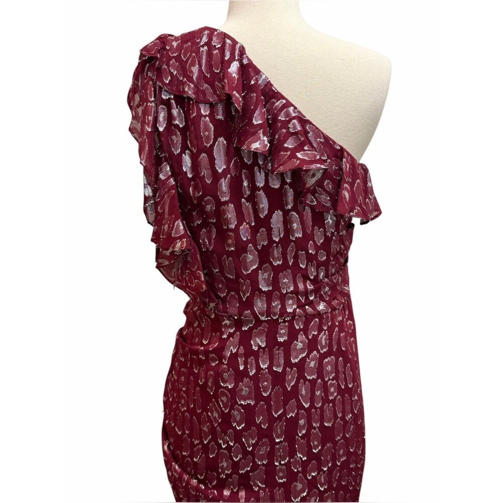 Veronica Beard Leighton Silk One Shoulder Dress Ruche Ruffle Ruched Size 8 - Picture 7 of 16